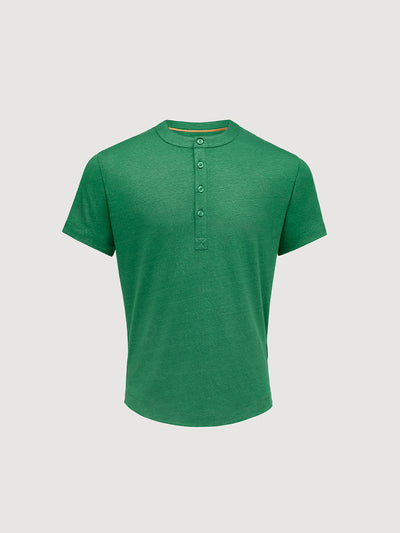 French Linen Short Sleeve Henley